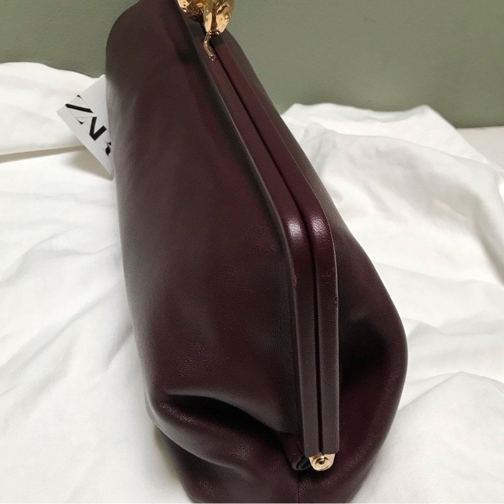 NWT Zara Metal Trim Leather Clutch - Picture 12 of 14